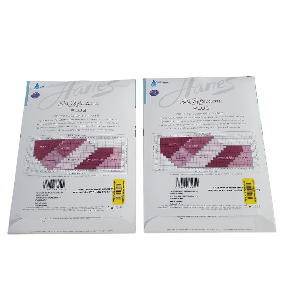 NWT 2-Pack Hanes Silk Reflections Plus Control Top Enhanced Toe- Two Plus, Nude - Picture 2 of 5